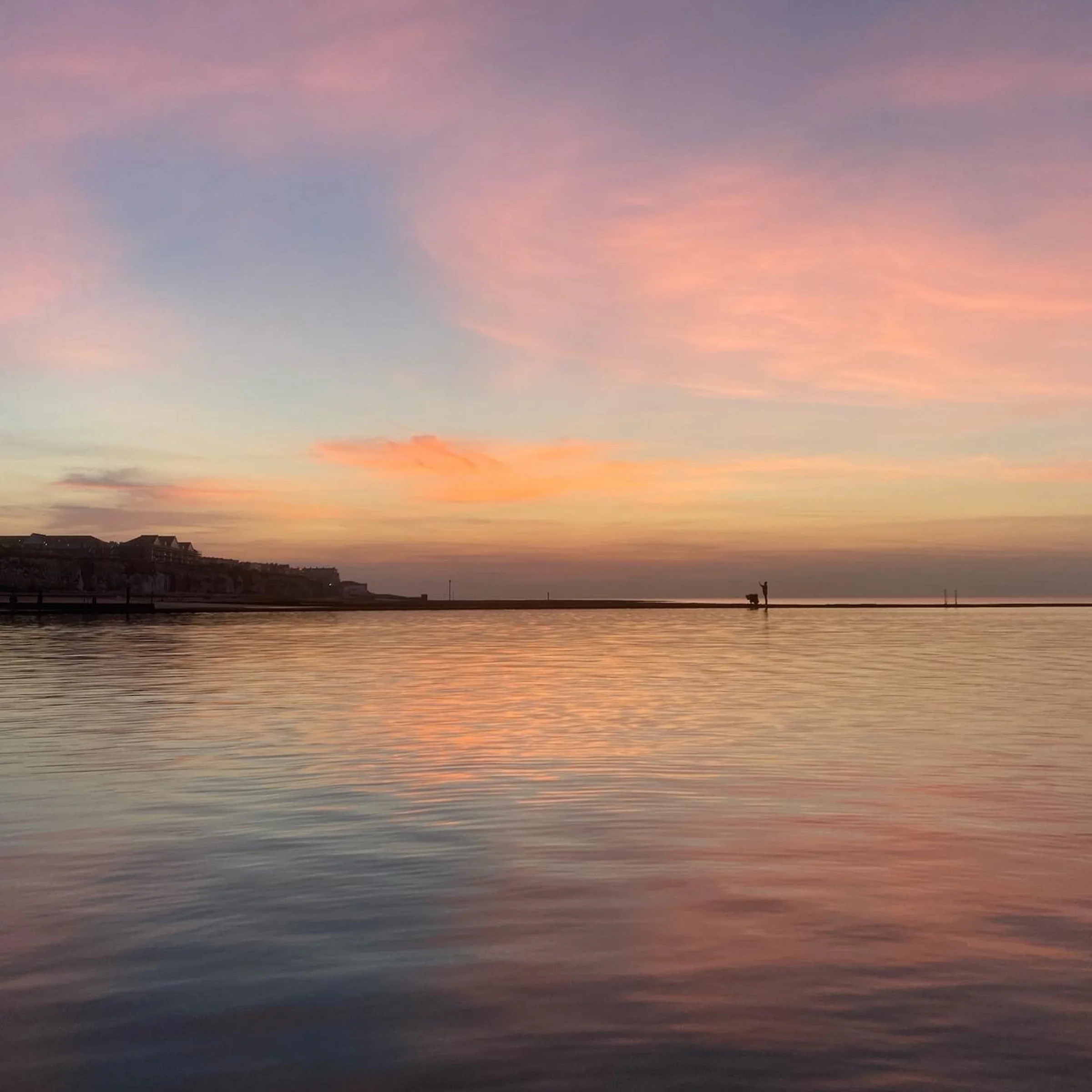 Harbour at pink sunset